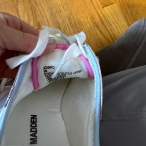 Steve Madden White Sneaker with Pink and Light Blue Trim